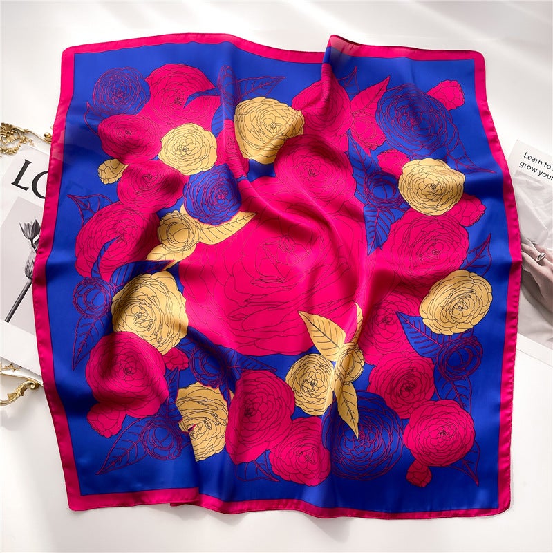 Factory wholesale scarves ladies scarf shawls 70cm Korean small square silk satin printed spring and summer sunscreen scarf  - Image 3