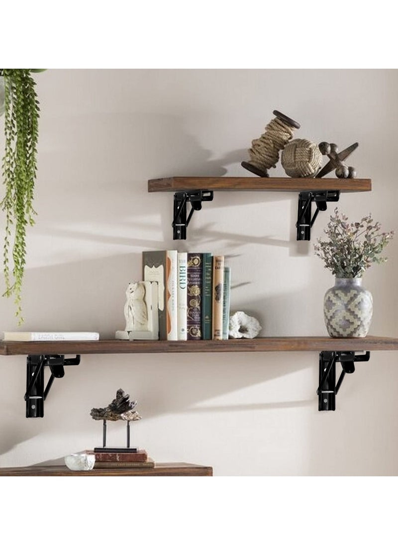 2 Pcs Folding Shelf Brackets, Heavy Duty Wall Mounted Shelf Bracket, Collapsible Metal Triangle Shelf Support for Bench Table, Max Load 50KG/110LB (20cm/7.87 Inch) - Image 5