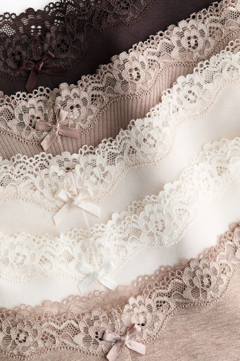 H&M 5-pack cotton and lace hipster briefs