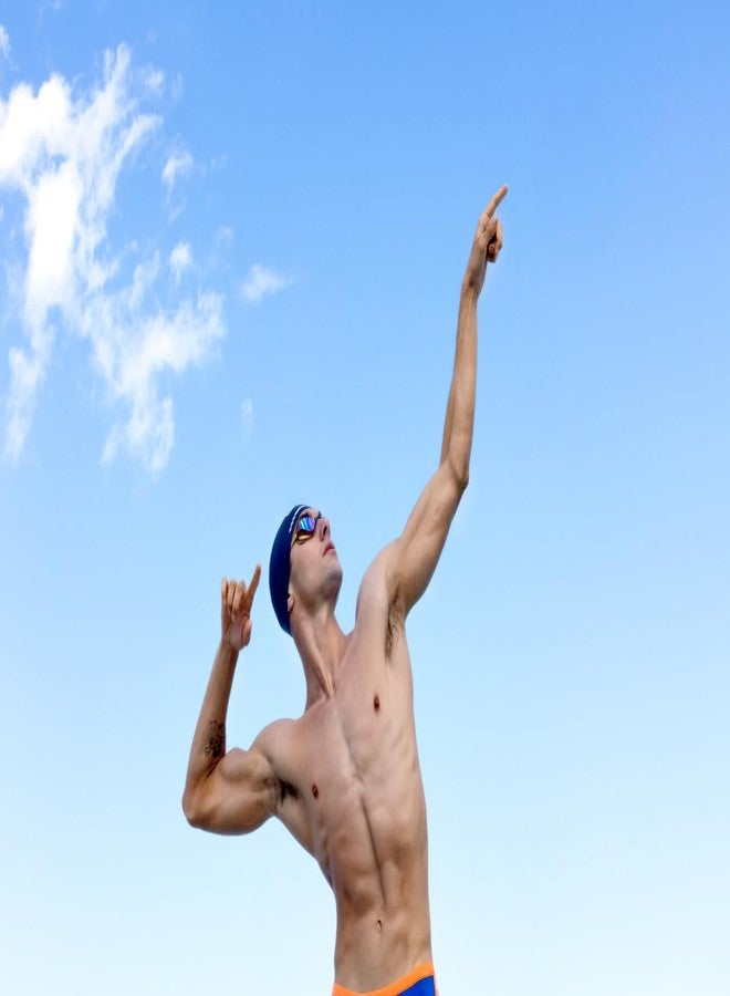 arena نظارات سباحة سباق بايثون من أرينَا للجنسين للرجال والنساء عديمة الضباب عدسة مرآة أقصى راحة حزام مزدوج، نحاسي/أبيض - Image 5