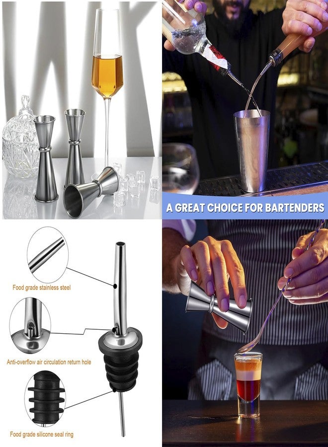HUNCHA Stainless Steel 11 Pcs Bartender Kit Set, Ice Tong, Bottle Opener, Tall Peg Measure 30/60 ml, Bottle Cap, 2 Metal Ice Cube, Pourer, Mini Funnel, Straw Set, (11 Pcs Set) - Image 4