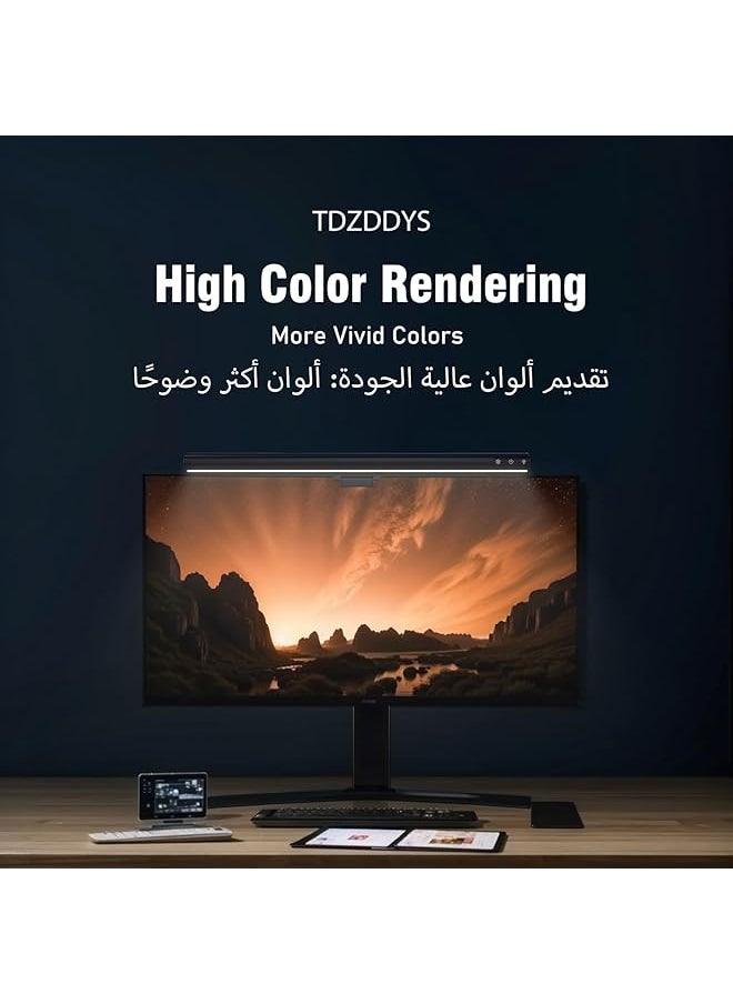 Monitor Screen Led Light Eye Caring Metal Led Desk Lamp For Flat Curved Pc Monitors 3 Level Brightness 5 Color Temperatures Long Sitting Reminder Function Ideal For Home Office Study Gami