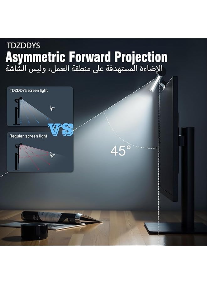Monitor Screen Led Light Eye Caring Metal Led Desk Lamp For Flat Curved Pc Monitors 3 Level Brightness 5 Color Temperatures Long Sitting Reminder Function Ideal For Home Office Study Gami
