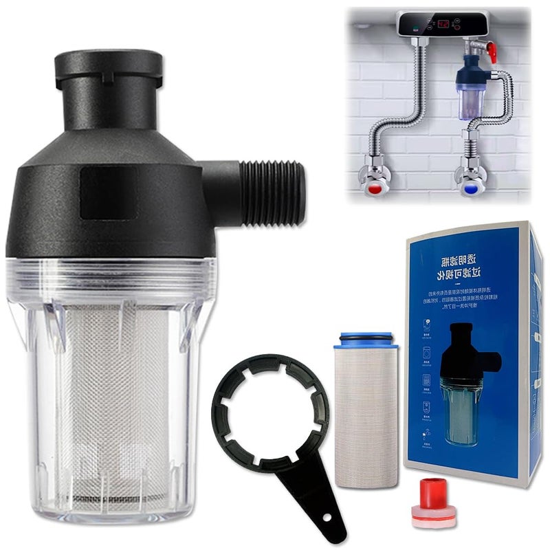 Spin Down Sediment Filter Reusable Sediment Water Filter with 250 Mesh Screen LeakProof Gasket and wrench For water heaters washing machines water purifiers with 12 threaded connectors