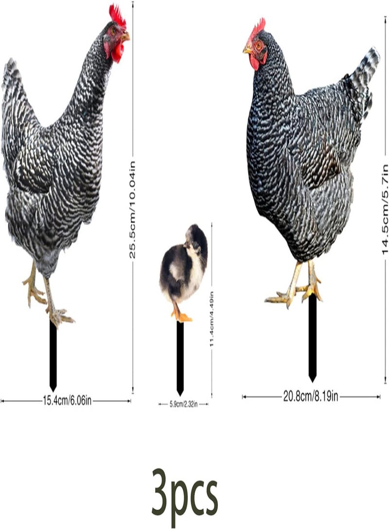 GGOOT Garden Ornaments Outdoor Stakes Decorative Chicken Family Garden Stake Hen Chick Rooster Courtyard Floor Plugs Ornament Garden Decoration 3PCS - Image 2
