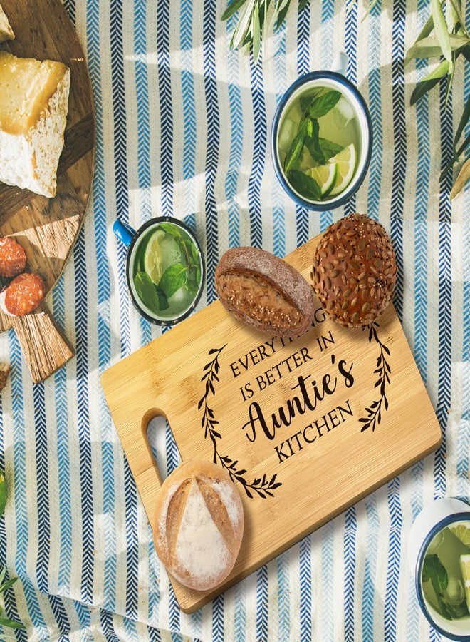 FONDCANYON Auntie Gifts, Gifts For Auntie, Everything Is Better In Auntie's Kitchen Aunt Gift Bamboo Cutting Board Kitchen Decor, Auntie Gifts For Auntie Aunt Birthday Christmas From Nephew Niece - Image 2