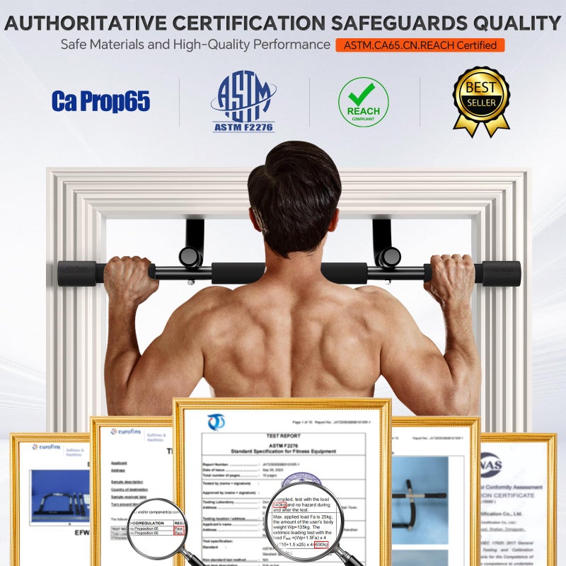 Ally Peaks Pull Up Bar for Doorway | Thickened Steel Max Limit 440 lbs Upper Body Workout| Multi-Grip Strength| Indoor Chin-Up Bar Fitness Trainer for Home Gym Portable - Image 5