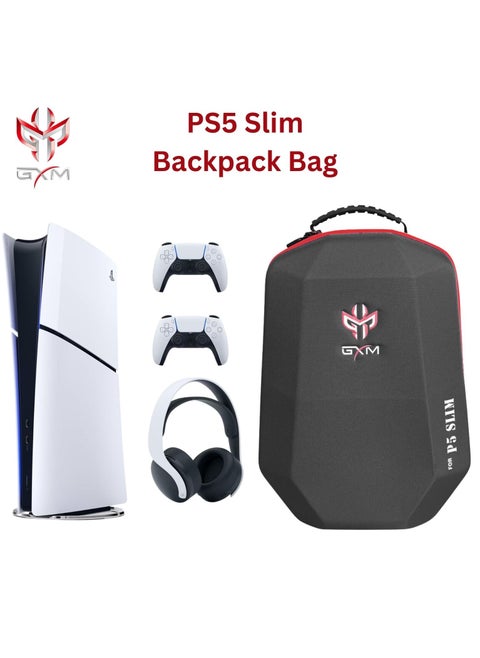 iCore GXM PlayStation 5 Slim Travel Back Pack for PS5 Slim Console Shockproof, Polyester & EPE Material, Canvas Shell, Dacron Lining, Dustproof - Black