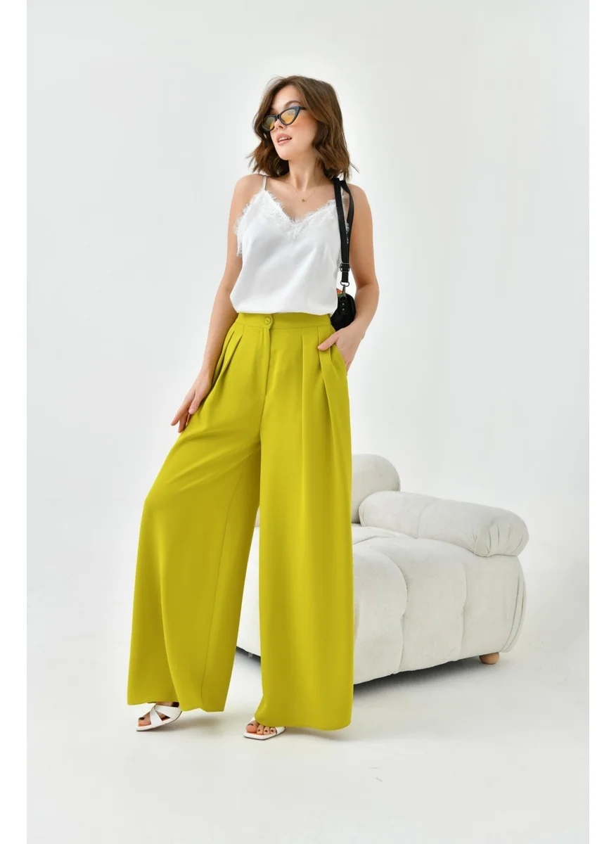 جارمي Women's Elastic Pleated Trousers Acid