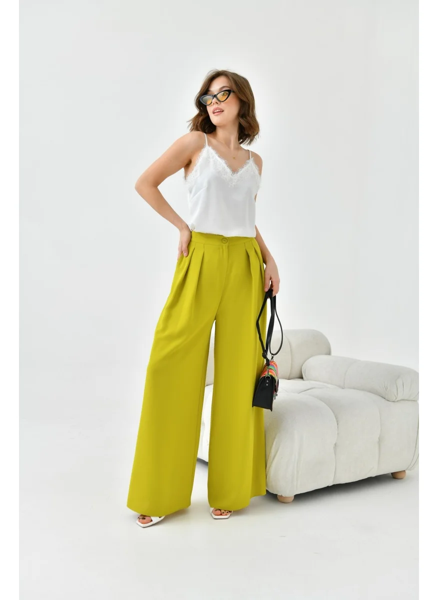 جارمي Women's Elastic Pleated Trousers Acid