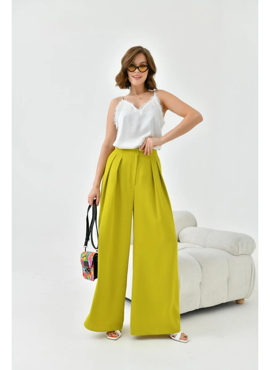 جارمي Women's Elastic Pleated Trousers Acid