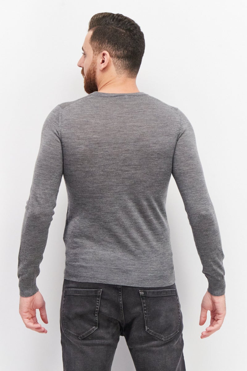 Celio Men Crew Neck Plain Sweater, Gray - Image 3