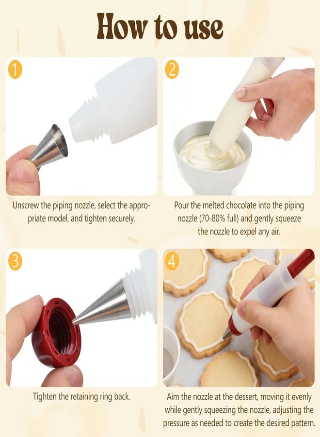 Hemoton Cake Decorating Pen for Writing Icing, Silicone Chocolate Piping Tool with Nozzles, Cookie Frosting Pen Kit for Baking, Pastry & Dessert Plate Art - Image 2