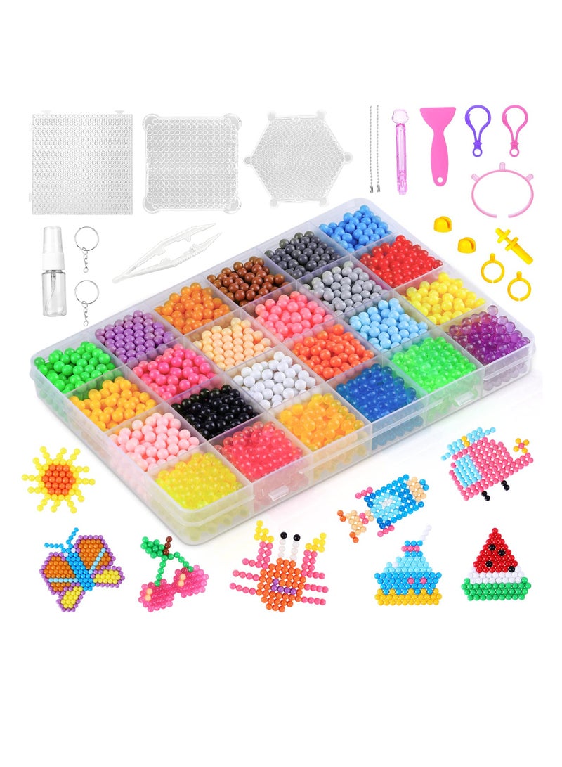 SYOSI Water Fuse Beads, 24 Colors Water Spray Beads Set, 4800pcs Non Toxic Magic Beads, DIY Refill Compatible Water Sticky Beads Frozen for Hand Making Puzzle Educational Toys for Kids Beginners Gift - Image 1