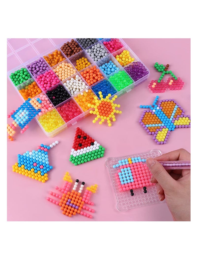SYOSI Water Fuse Beads, 24 Colors Water Spray Beads Set, 4800pcs Non Toxic Magic Beads, DIY Refill Compatible Water Sticky Beads Frozen for Hand Making Puzzle Educational Toys for Kids Beginners Gift - Image 5