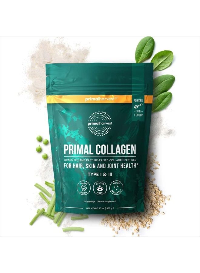 Primal Harvest مسحوق الكولاجين للنساء أو الرجال، مسحوق ببتيدات الكولاجين من النوع الأول والثالث، 10 أونصات لدعم الشعر والبشرة والأظافر والمفاصل كولاجين هيدروكسي في مسحوق - Image 3