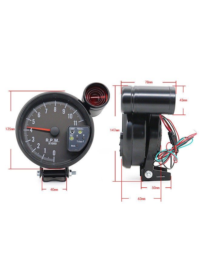 Generic - 5 Inch Tachometer Gauge Black 7 Colors Backlight with Shift Light Peak Sound LED Flash When RPM Warning - Image 1