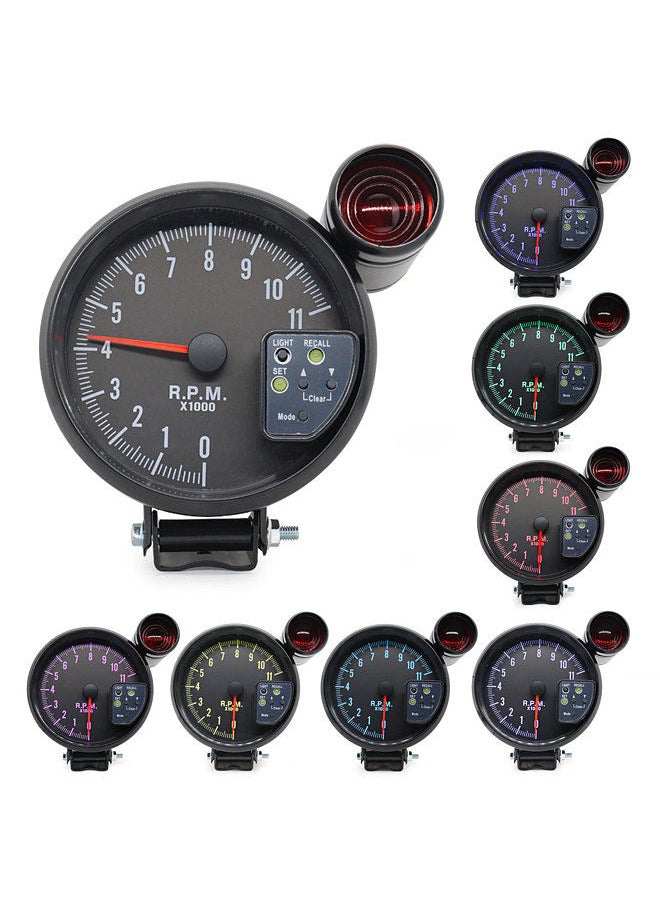 Generic - 5 Inch Tachometer Gauge Black 7 Colors Backlight with Shift Light Peak Sound LED Flash When RPM Warning - Image 1