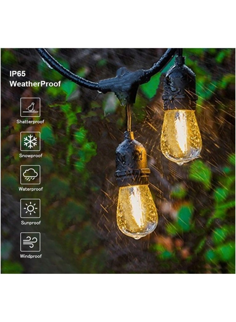Generic Outdoor String Lights with Edison LED Bulbs – Waterproof Patio Garden Decorative Hanging Lights for Party, Wedding, Balcony, Backyard, Café, Bistro & Home Ambiance Lighting - Image 4