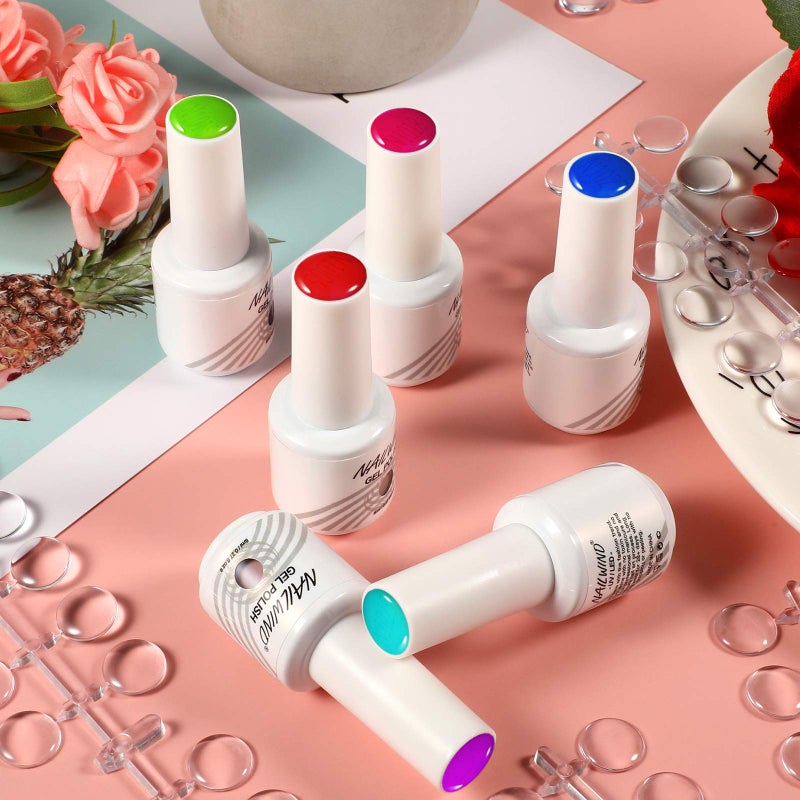 Maitys 480 Tips Round False Nail Display Tips Clear Nail Color Display Chart Card Sticks with Adhesive Sticker for Bottles Colorful Polish DIY Training Practicing Displaying - Image 5