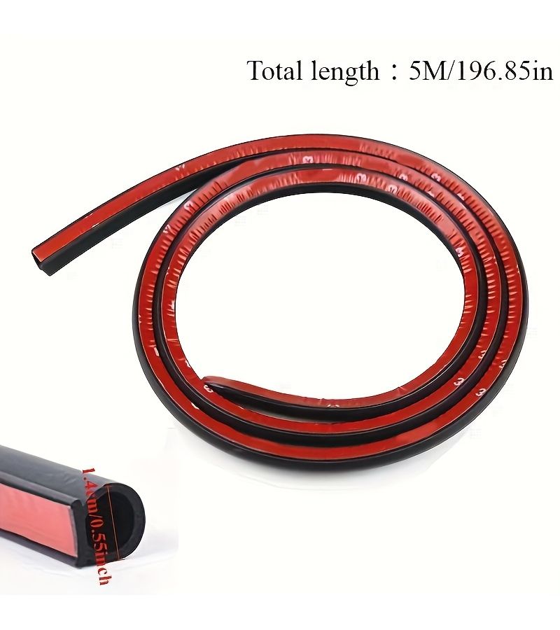 196.85 Inch EPDM Rubber Car Door Seal Strip D Type Hood Insulation For Noise Reduction Fits All Models - Image 2