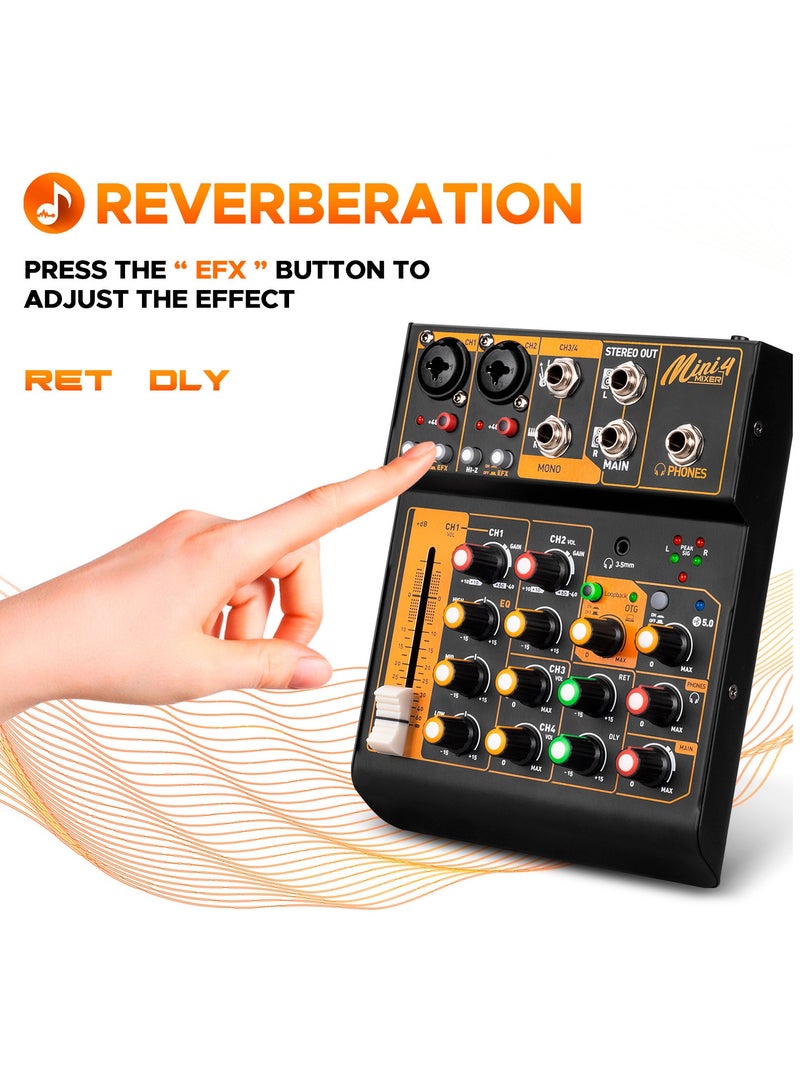 Mini Four Way mixing console with OTG effect Live Broadcast Sound Card - Image 2