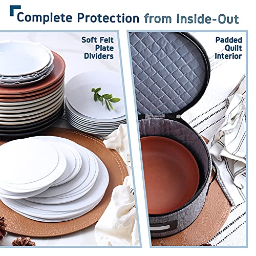 STORAGEBUD Fine China Storage Containers Hard Shell, 4 Piece Dish Storage Containers, Quilted Plate Storage Containers, Stackable Dish Organizer with Dividers, Dinnerware Storage for Moving and Seasonal Storage - Image 5