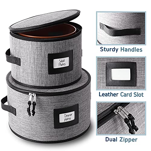 STORAGEBUD Fine China Storage Containers Hard Shell, 4 Piece Dish Storage Containers, Quilted Plate Storage Containers, Stackable Dish Organizer with Dividers, Dinnerware Storage for Moving and Seasonal Storage - Image 3