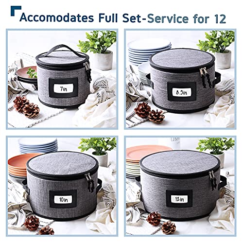 STORAGEBUD Fine China Storage Containers Hard Shell, 4 Piece Dish Storage Containers, Quilted Plate Storage Containers, Stackable Dish Organizer with Dividers, Dinnerware Storage for Moving and Seasonal Storage - Image 2