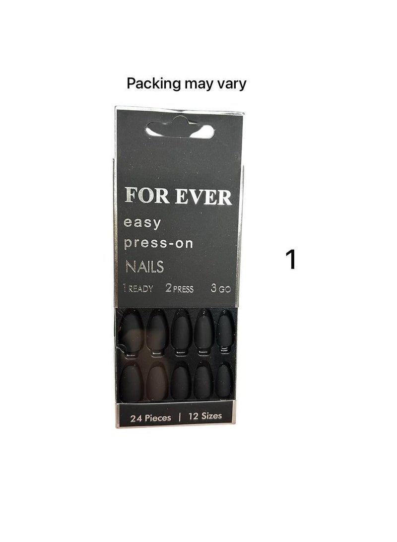 Forever Pack of 24 pieces of artificial nails - distinctive design, double-sided adhesive 