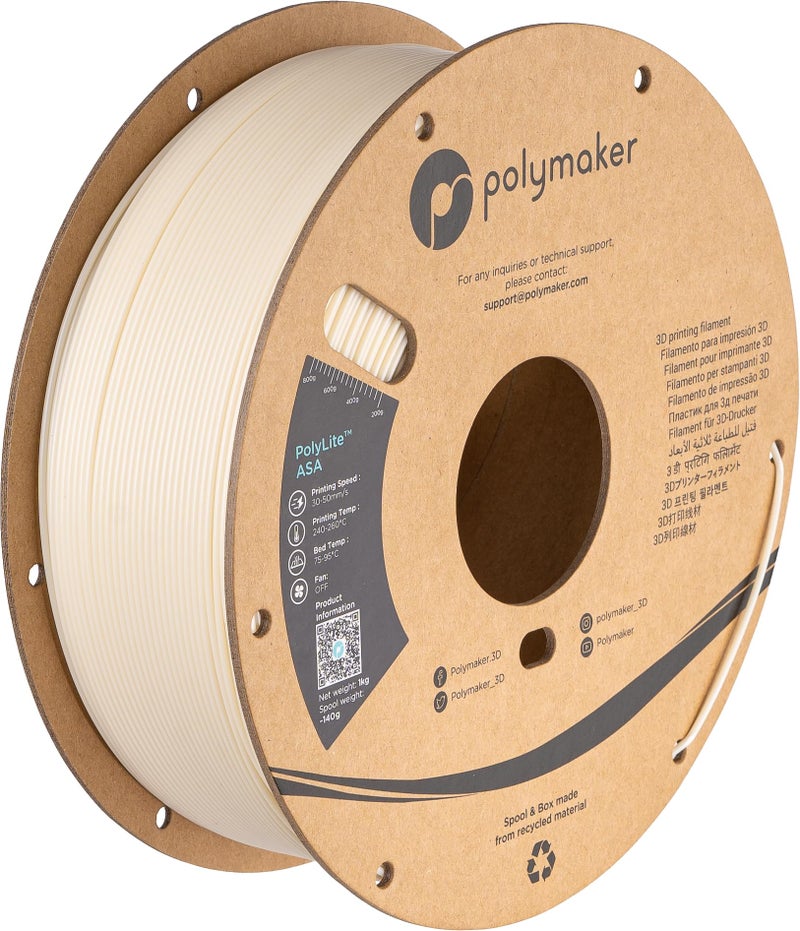Polymaker ASA Filament 175mm Natural 1kg ASA 3D Printing Filament Heat Weather Resistant ASA 3D Printer Filament Perfect for Printing Outdoor Functional Parts
