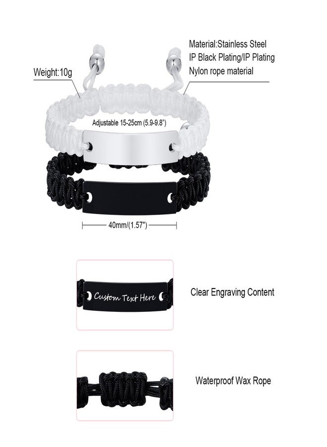 XUANPAI Matching Bracelets for Him and Her - Long Distance Couple Bracelet,Hypoallergenic Stainless Steel Engraved Relationship Bracelet,Trendy Adjustable Couples Jewelry,Christmas Birthday Gifts for Couple - Image 3