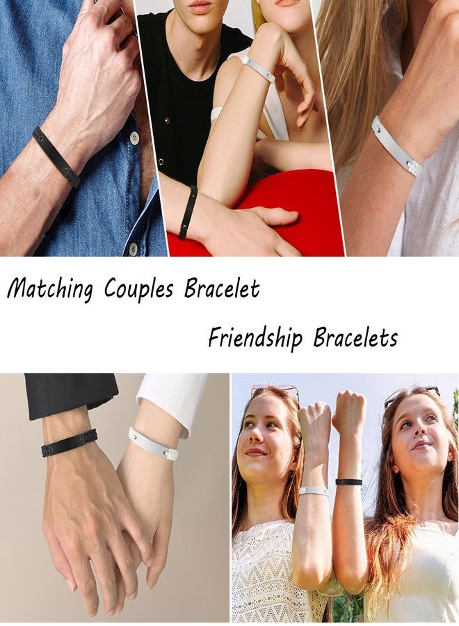 XUANPAI Matching Bracelets for Him and Her - Long Distance Couple Bracelet,Hypoallergenic Stainless Steel Engraved Relationship Bracelet,Trendy Adjustable Couples Jewelry,Christmas Birthday Gifts for Couple - Image 2