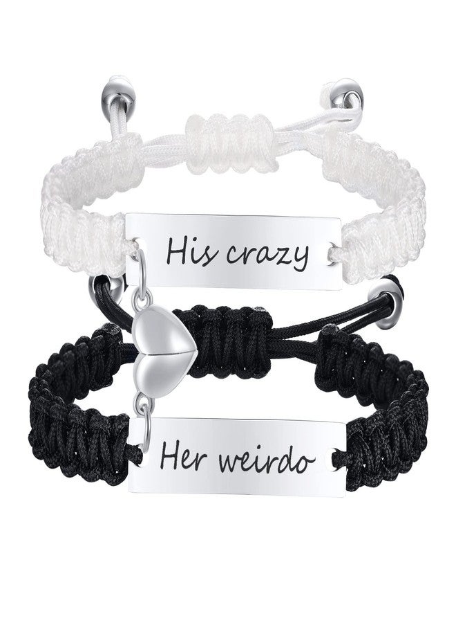 XUANPAI Matching Bracelets for Him and Her - Long Distance Couple Bracelet,Hypoallergenic Stainless Steel Engraved Relationship Bracelet,Trendy Adjustable Couples Jewelry,Christmas Birthday Gifts for Couple - Image 1