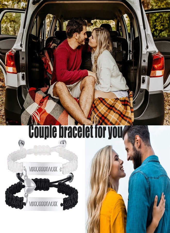 XUANPAI Matching Bracelets for Him and Her - Long Distance Couple Bracelet,Hypoallergenic Stainless Steel Engraved Relationship Bracelet,Trendy Adjustable Couples Jewelry,Christmas Birthday Gifts for Couple - Image 5