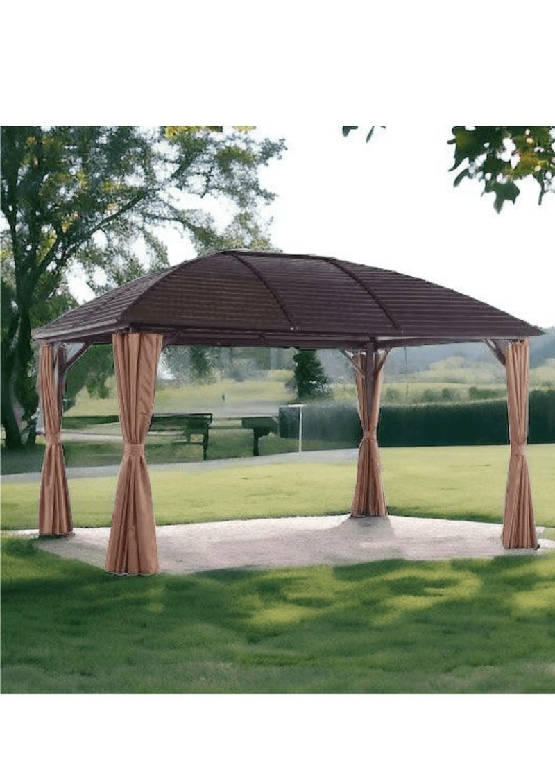 Wooden Twist - Wooden Twist Cupola Roof Aluminum Dome Pergola Gazebo - 3x4 Meter Outdoor Garden Retreat - Image 1