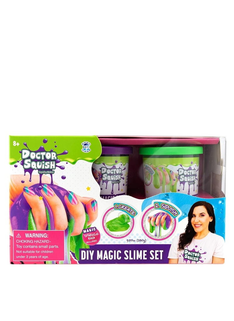 Doctor Squish - Magic Slime Double Set Green  Purple 240gm  - Image 1