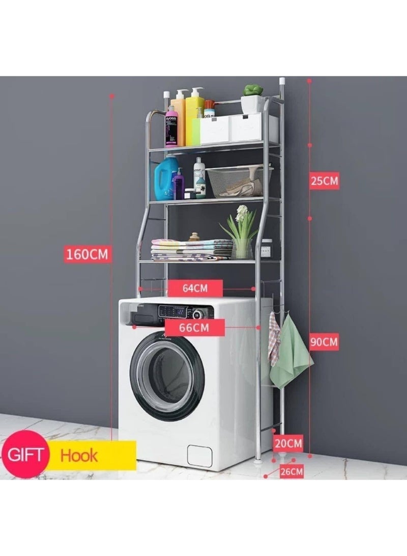 3 Tier Metal Storage Space Saver Over Washing Machine Sturdy Floor Rack Organizer Laundry Room Bathroom Sink Organizer Practical Versatile - Image 2