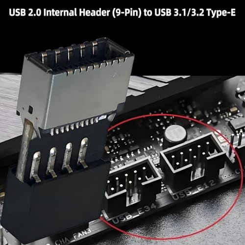 Bejavr USB 2.0 to USB 3.2 Gen 1 Header Adapter Front Panel Connector Motherboard 9Pin to Type-E/USB C - Image 4