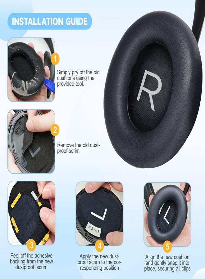 PhantAccy Replacement Ear-Pads Cushions for Bose NC-700 Noise Canceling Headphones, Ear-Muff Ear-Cup with Soft Leather and Comfort Memory Foam, Added Thickness (Black) - Image 5