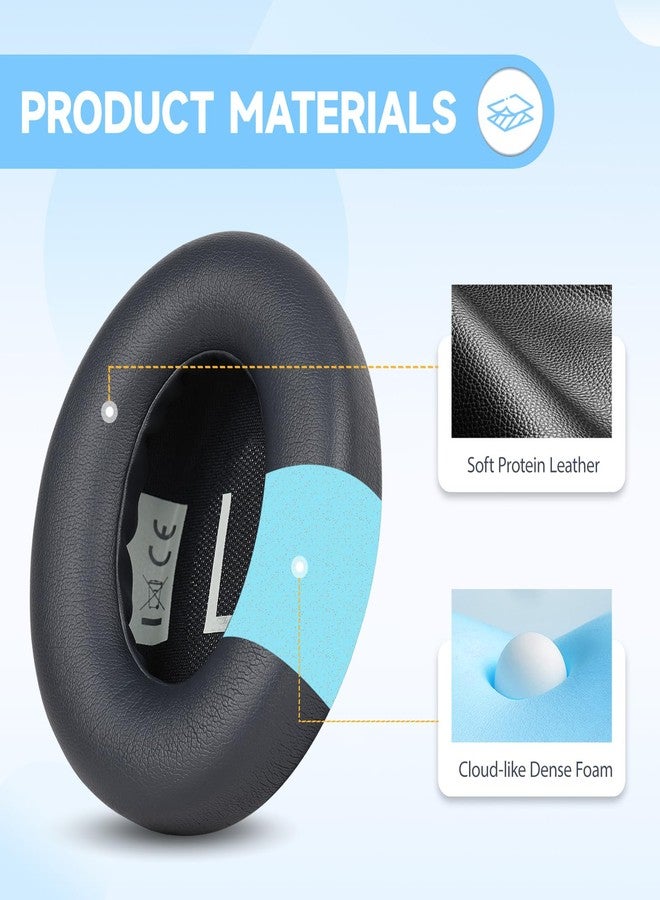 PhantAccy Replacement Ear-Pads Cushions for Bose NC-700 Noise Canceling Headphones, Ear-Muff Ear-Cup with Soft Leather and Comfort Memory Foam, Added Thickness (Black) - Image 3