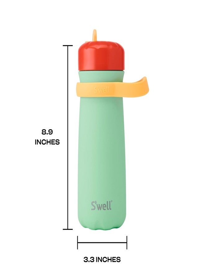 سويل كوب سفر للأطفال من الفولاذ المقاوم للصدأ من S'well، مزود بغطاء قابل للطي مع ماصة، سعة 16 أونصة، لون أخضر ربيعي، حاويات معزولة بتفريغ الهواء ثلاثية الطبقات تحافظ على برودة المشروبات لمدة 24 ساعة، خالٍ من مادة BPA، سهل الحمل أثناء التنقل - Image 4