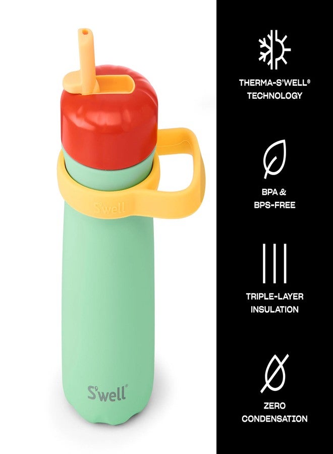 سويل كوب سفر للأطفال من الفولاذ المقاوم للصدأ من S'well، مزود بغطاء قابل للطي مع ماصة، سعة 16 أونصة، لون أخضر ربيعي، حاويات معزولة بتفريغ الهواء ثلاثية الطبقات تحافظ على برودة المشروبات لمدة 24 ساعة، خالٍ من مادة BPA، سهل الحمل أثناء التنقل - Image 3