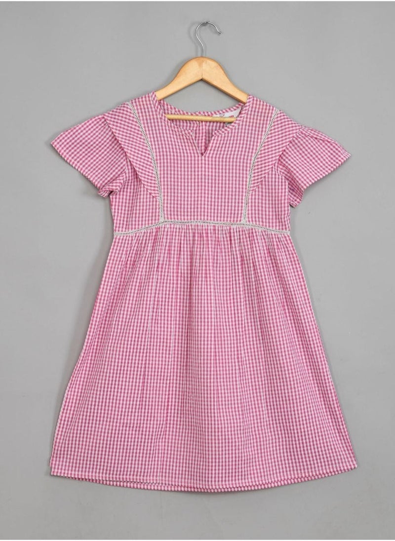 babyqlo - Seersucker check pattern short dress perfect for summers - Image 1