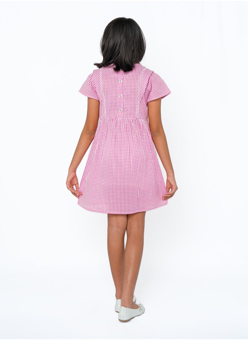 babyqlo - Seersucker check pattern short dress perfect for summers - Image 1