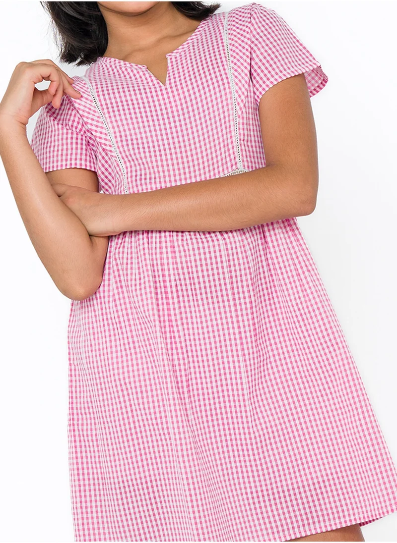 babyqlo Seersucker check pattern short dress perfect for summers