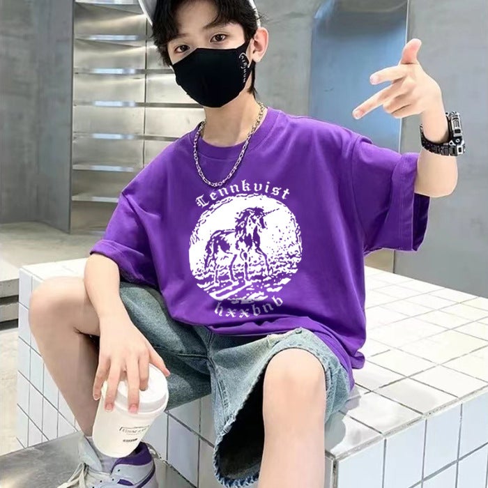 Boys' T-Shirt Short-Sleeved Pure Cotton 2026 Style Trendy And Handsome Children'S Streetwear Summer Clothing - Image 2