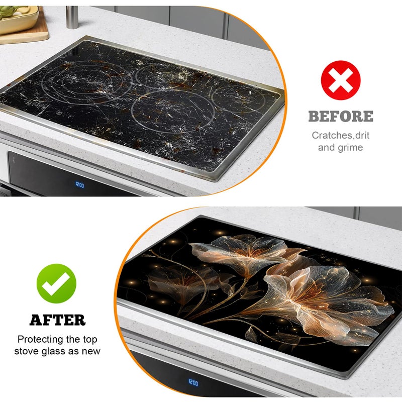 AOHMPT Multi-Design Stove Top Cover for Glass/Electric Stoves - 3-in-1 Heat-Resistant Protector Mat,Christmas Theme Non-Slip Drying Rack 28"x20" - Image 5