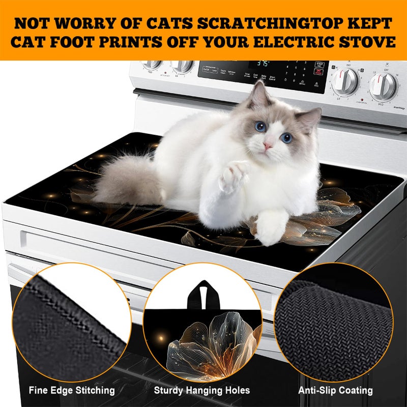 AOHMPT Multi-Design Stove Top Cover for Glass/Electric Stoves - 3-in-1 Heat-Resistant Protector Mat,Christmas Theme Non-Slip Drying Rack 28"x20" - Image 4