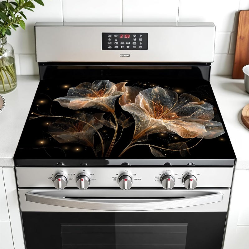 AOHMPT Multi-Design Stove Top Cover for Glass/Electric Stoves - 3-in-1 Heat-Resistant Protector Mat,Christmas Theme Non-Slip Drying Rack 28"x20" - Image 1